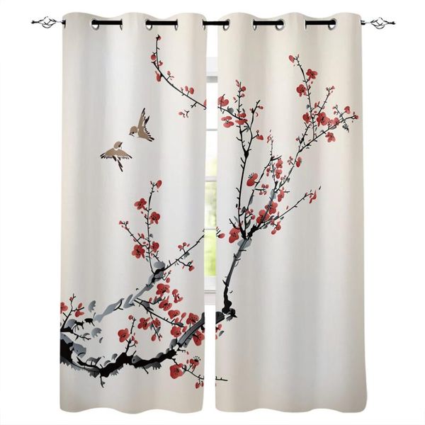 

curtain & drapes plum blossom branches ink style blackout for the bedroom living room kitchen panel study