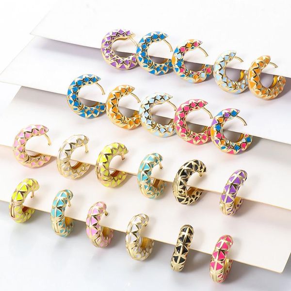 

hoop & huggie minar stylish multicolor enamel c-shaped earrings for women gold metal alloy circle statement party jewellery, Golden;silver