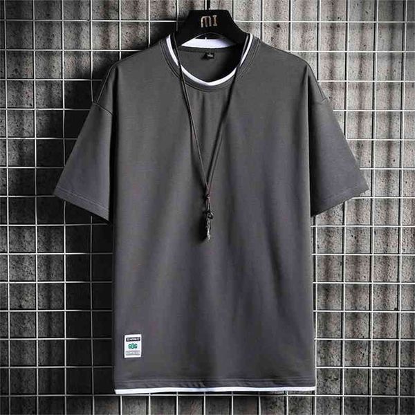 

summer men casual t-shirt male loose solid color tshirts mens sportswear o-neck short sleeve street tees clothing 210809, White;black