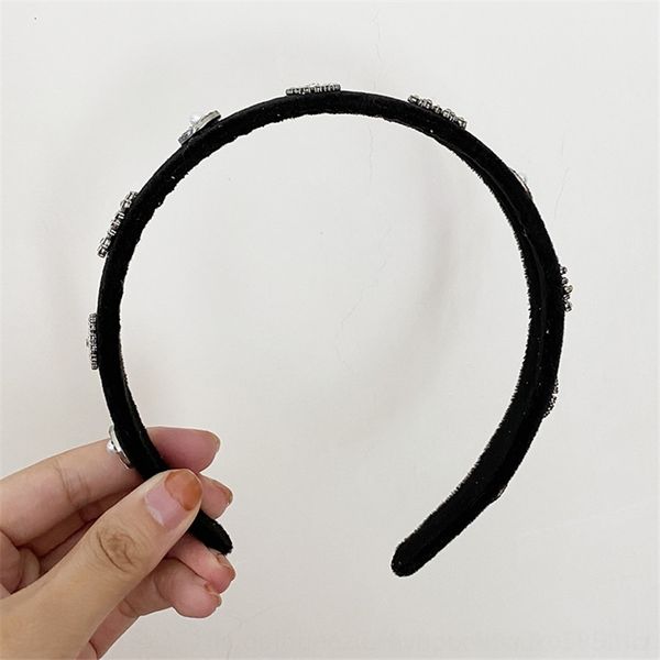

mmno ruixin jewelry japan south korea autumn winterhair headbands pearl palace style black velvet diamond snowflake pearl hairband, Silver