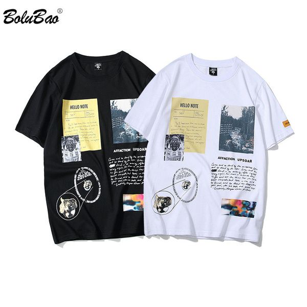 

bolubao brand men t-shirts summer fashion men t shirts printing fashion men's t shirt vintage hip hop style tee 210518, White;black