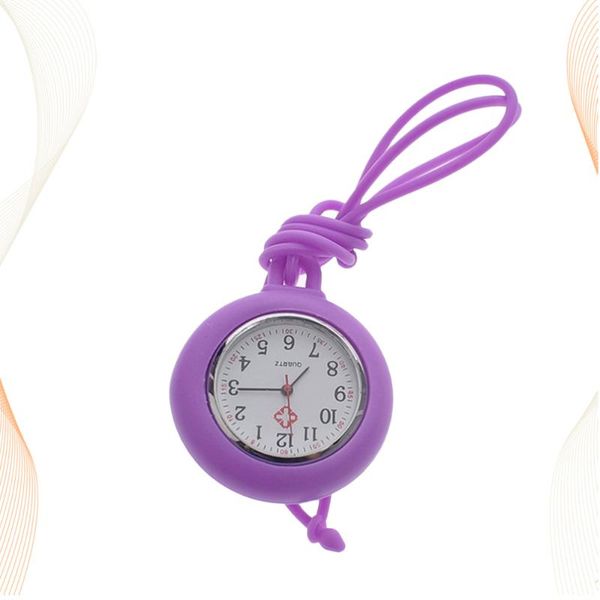

pocket watches 1pc round watch silicone hanging gift (purple), Slivery;golden