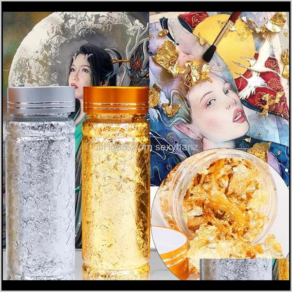 

other findings & components drop delivery 2021 shiny gold leaf flake luxury resin art handicrafts gilding decoration jewelry making supplies, Blue;slivery