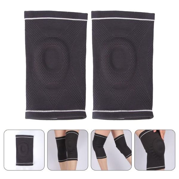 

elbow & knee pads 1 pair sports kneeprest -absorption silicone spring support fitness protector, Black;gray