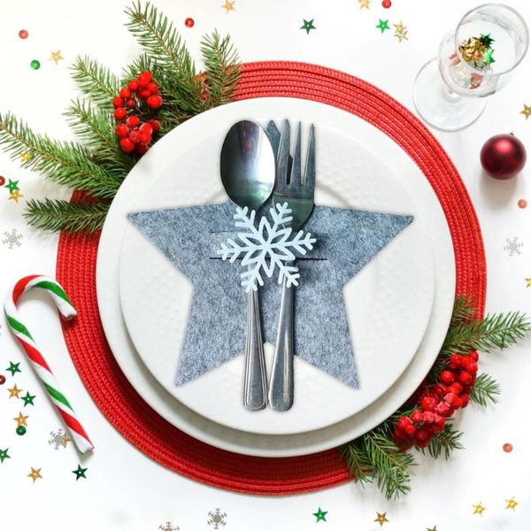 Decorazioni natalizie Tavolo Tavolo Decor Copertura Coltello Sacchetto 4 PZ Holder Fork Star e Posate Tableware Decoration Tree Tree Elk