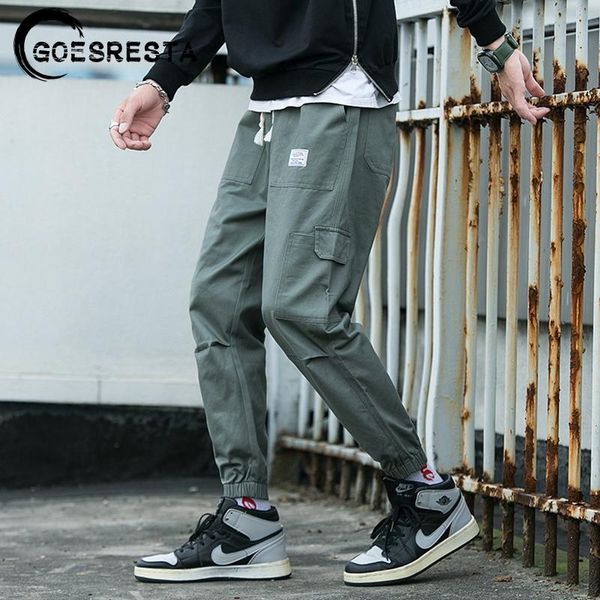 

jogger cargo pants men 2021 summer hip hop cotton casual trousers japanese streetwear fashion men's, Black