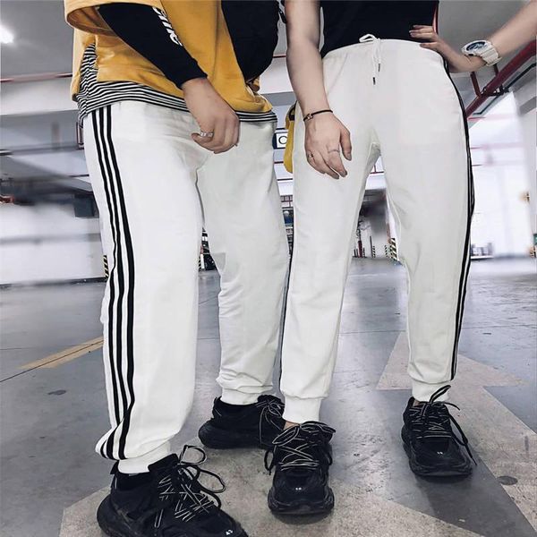 

the four seasons 2021 foreign trade european and american logo three male money bar loose sweatpants tide men's pants, Black