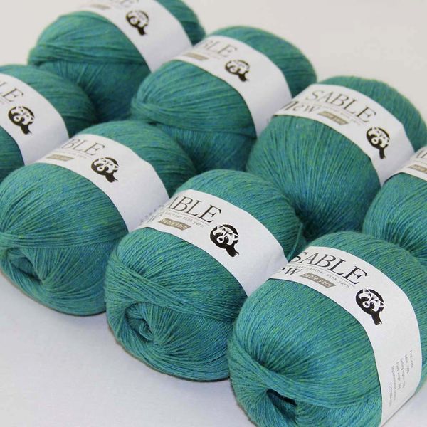 

sale 8ballsx50g super soft pure sable cashmere yarn wrap shawls hand knitted wool crochet green yellow 243-34-8, Black;white