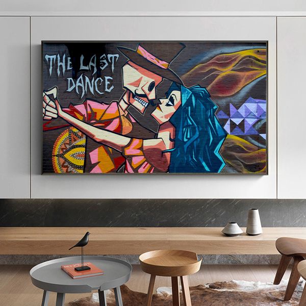 

graffiti street art wall realistic oil painting the last dance canvas print posters wall pictures for living room