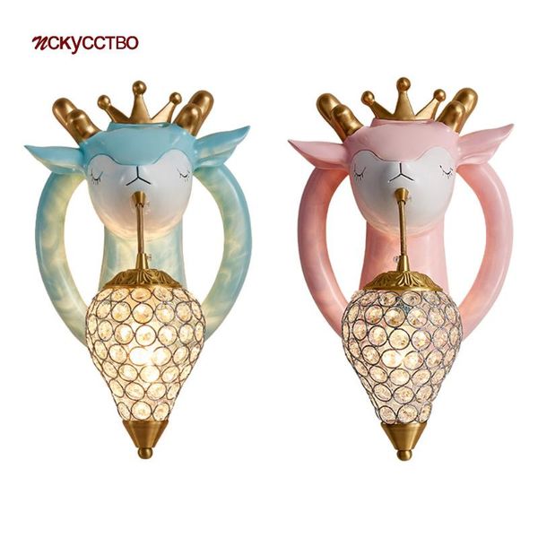 

creative cartoon resin deer led wall lamp children bedroom bedside sconce light nursery corridor indoor lighting fixture