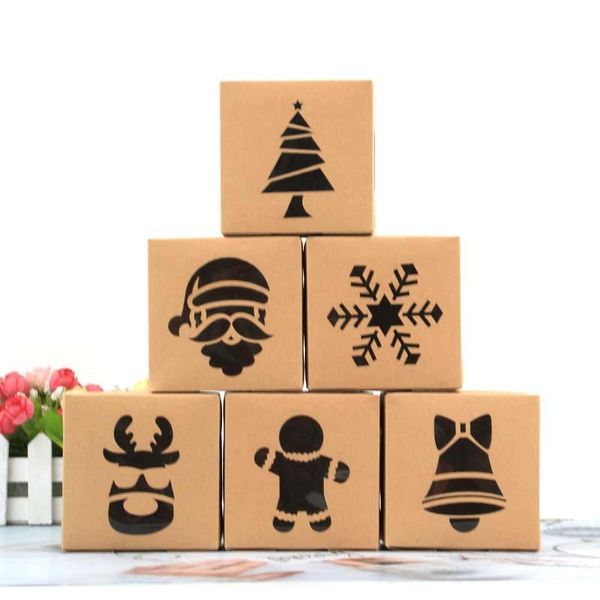 

gift wrap 50pcs christmas party packaging boxes pvc window biscuit box kraft paper cake chocolate candy