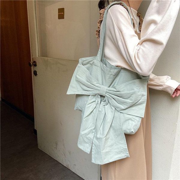 

evening bags canvas women large capacity female shoulder soild color ladies handbags fashion bow-knot crossbody for girls