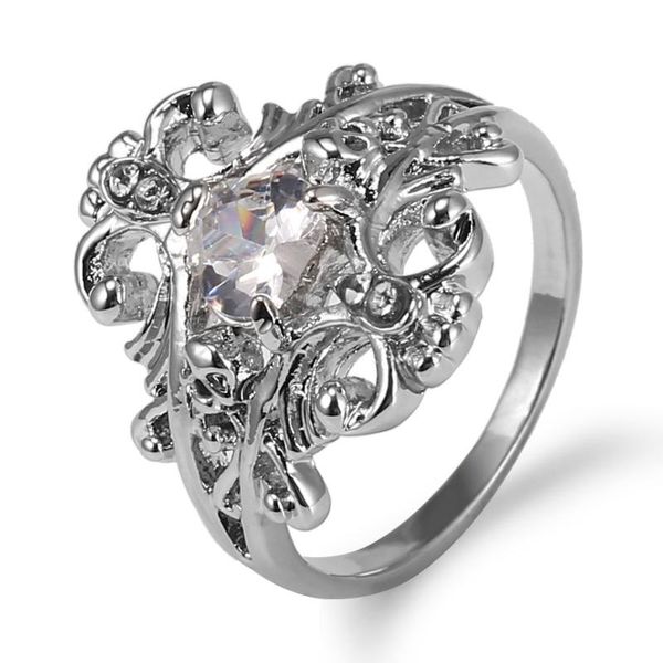 

wedding rings 2021 fashion boutique atmosphere crystal silver color ring engagement single gold zircon ladies luxury jewelry, Slivery;golden