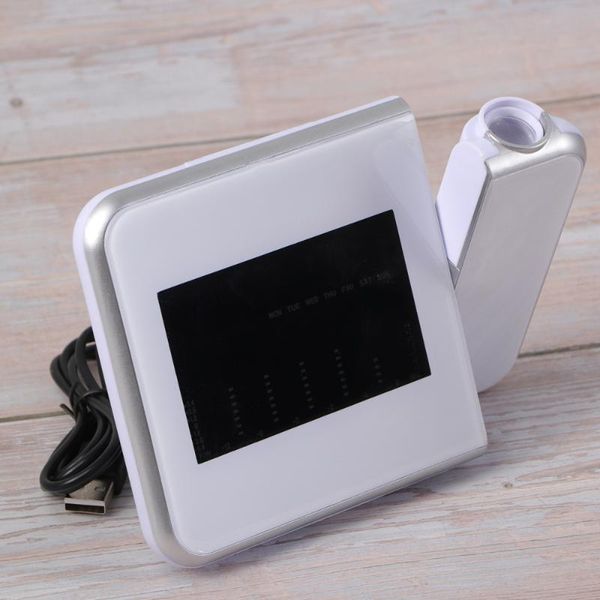 

other clocks & accessories smart digital projection clock time alarm weather station projector - white (usb cable)