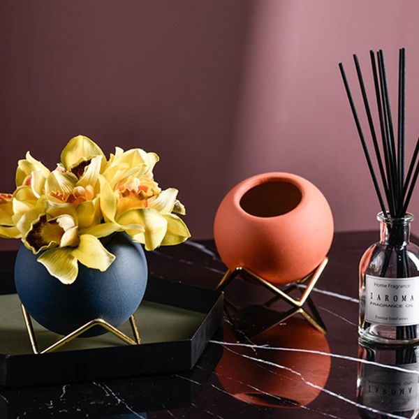 

planters & pots standing bonsai holder home balcony nordic iron ceramic flower pot spherical bracket modern small stand
