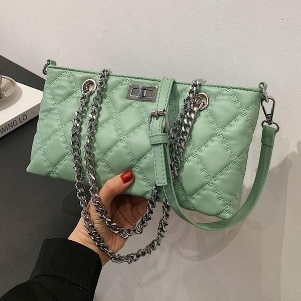 

evening bags lingge chain small bag female 2021 korean version of the wild messenger net red fashion square