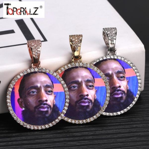 

pendant necklaces custom po memory medallions solid necklace with tennis chain hip hop jewelry personalized cubic zircon chains gift, Silver