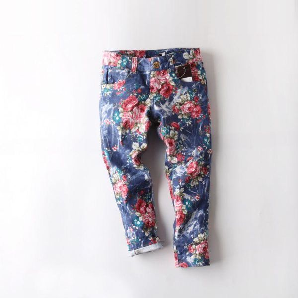 

jeans 2021 baby flowers spring and autumn korean casual pants trousers, Blue