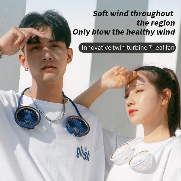 

electric fans 3 level mute portable fan neck mini cooling plastic rechargeable for home office outdoor collapsible air cooler
