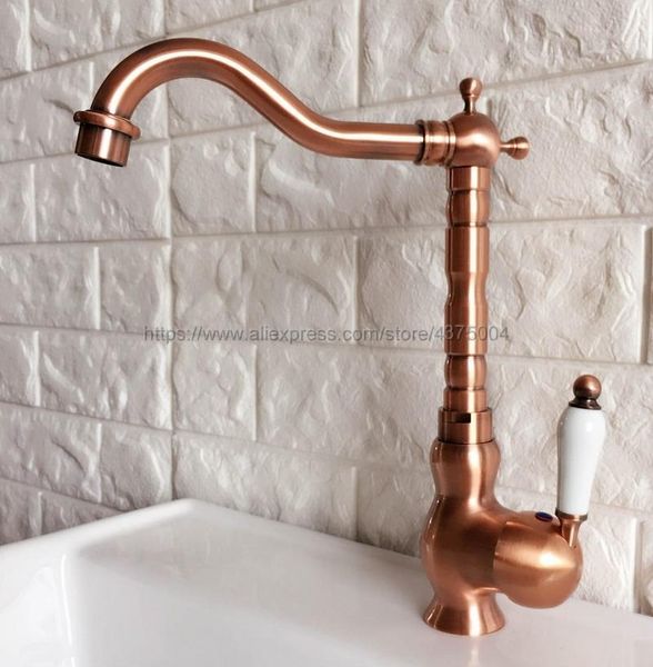 

bathroom sink faucets faucet antique red copper basin deck mounted single handle hole and cold water tap nnf408