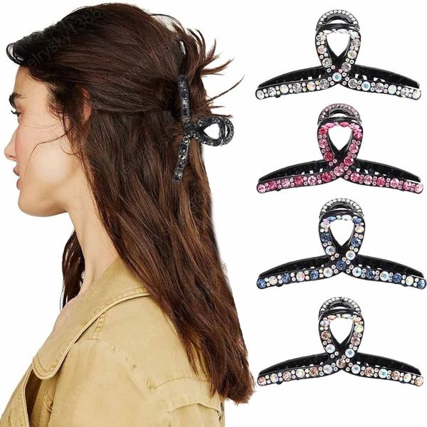 Morsetti per artigli per capelli con strass di cristallo alla moda, fermagli per coda di cavallo per ragazze, forcine per capelli, accessori per capelli da donna