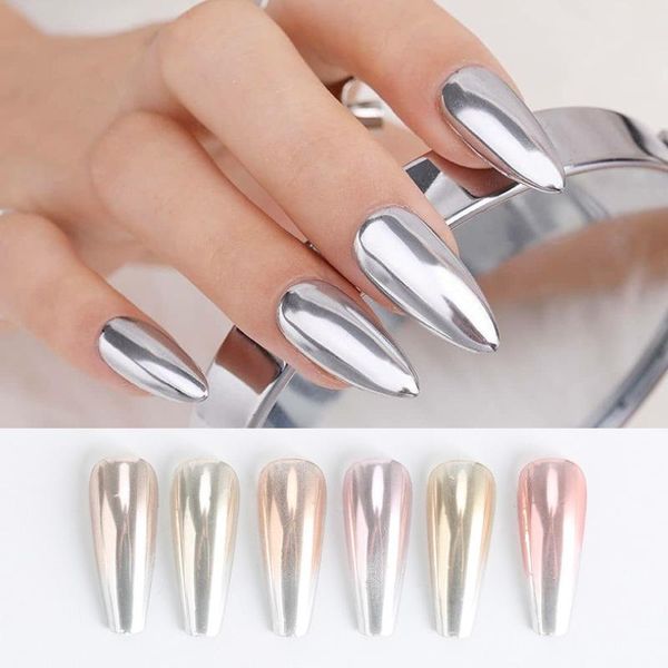 

nail glitter 1 box double rose gold color mirror powder art gel polishing chrome flakes pigment dust decorations, Silver;gold