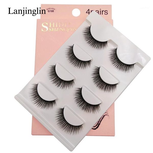 

4 pairs natural mink eyelashes long lash faux cils makeup handmade soft 3d lashes fluffy false fake1