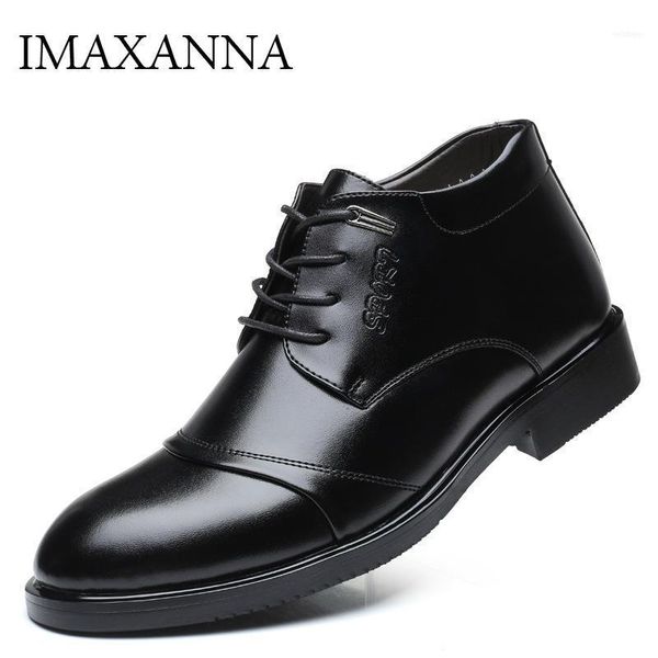 

boots imaxanna winter men leather dress shoes genuine male cotton keep warm footwear11, Black
