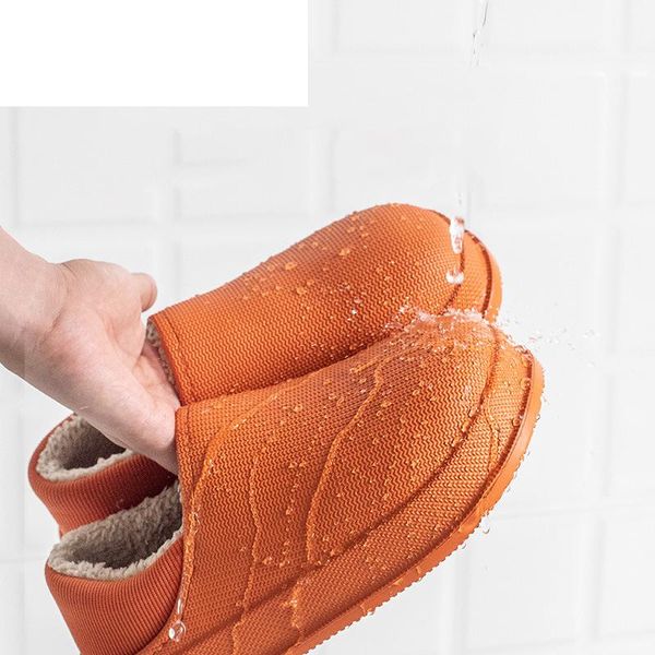 

slippers fashion gingham plush slip on fur womens shallow tpr home shoes waterproof large size 43-45 winter woman, Black