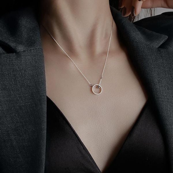 

chokers silver color necklace female ins design sense of light luxury sweater chain circle clavicle tide simple temperament, Golden;silver