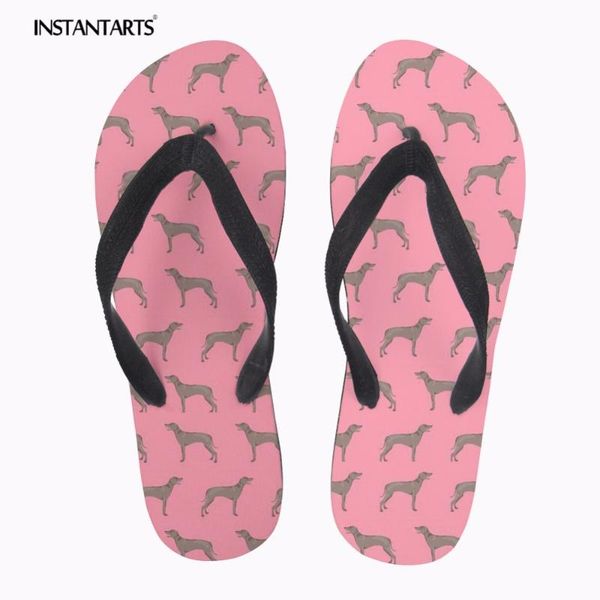 

slippers instantarts pink dachshund shoes women summer beach flip flops woman's casual flats 3d cute dog pattern female, Black