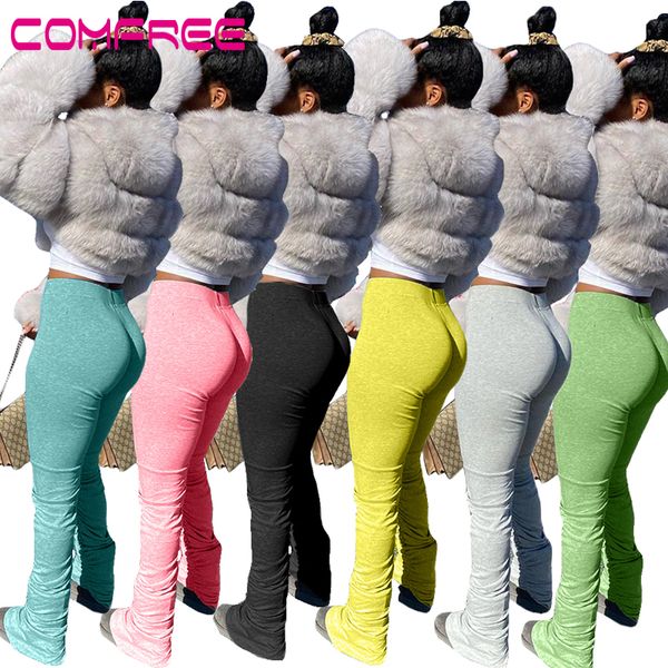 

ruched flare pants stacked sweatpants high waist dstring workout yoga active pant bell bottom trouser jogger pleated leggings