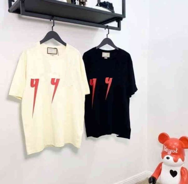 

women's t-shirt classic t-shirt men's women's fashion casual color matching printing sports pure cotton high-quality short-sl, White