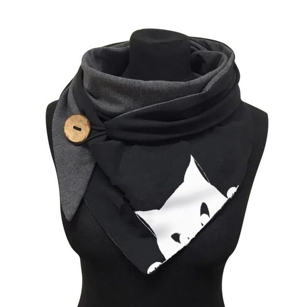 

scarves women scarf winter fashion printing view art print button szalik functional soft wrap casual warm shawls, Blue;gray