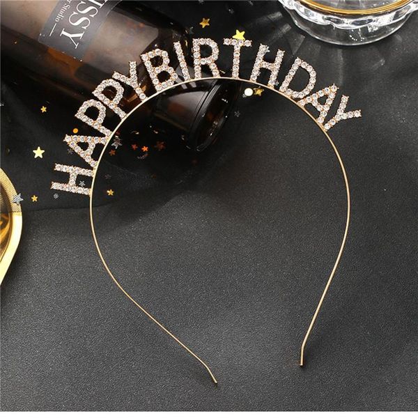 

hair clips & barrettes wholesale rhinestone letters happy birthday headbands metal tiaras and crowns jewelry head ornaments for girls, Golden;silver
