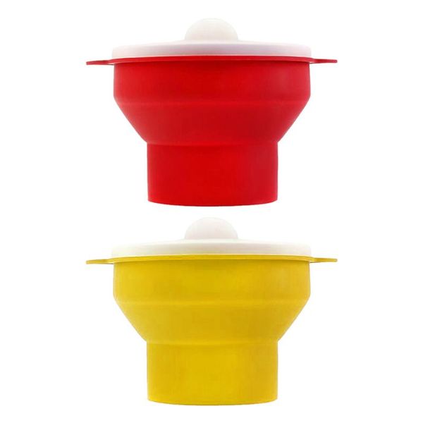 

microwave popcorn maker silicone bowl w/ lid - dishwasher safe bowls