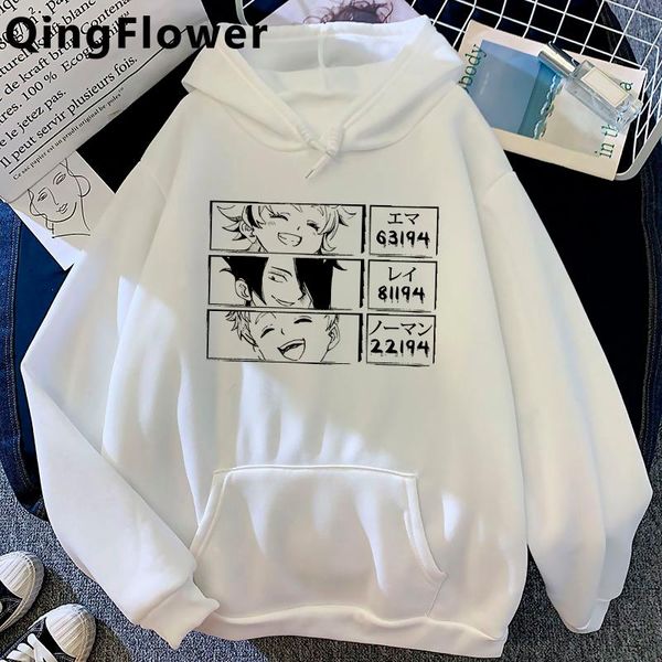 

the promised neverland hoodies men hip hop ulzzang y2k aesthetic graphic sweatshirts clothing anime harajuku men's &, Black