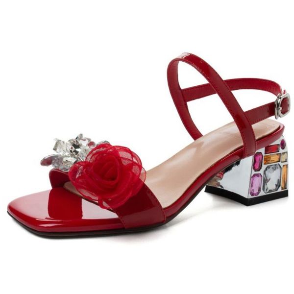 

sandals fanyuan 2021flower decor bridal shoes red white lady party dress formal evening high heel designer women, Black
