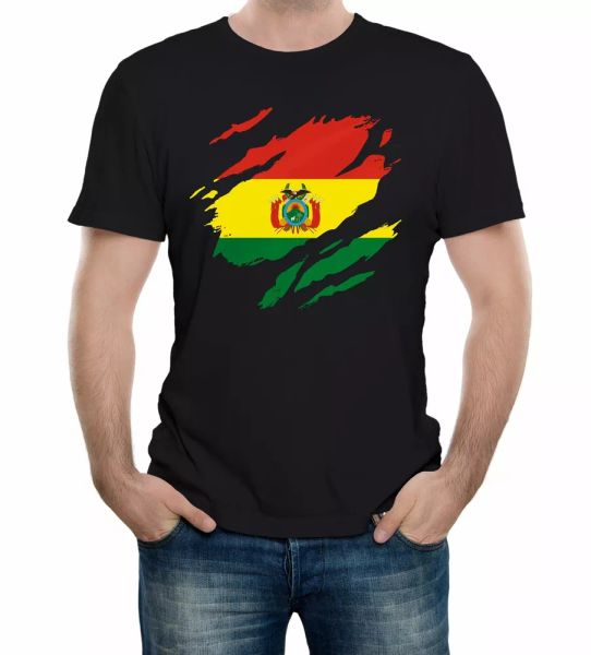 

torn bolivia flag mens t-shirt bolivian national support olympics world cup, White;black