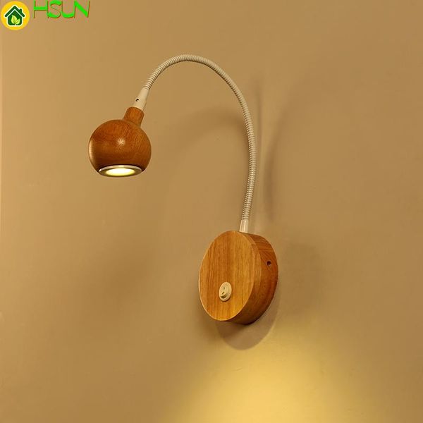 

indoor nordic design led wall lamps wooden adjustable luminaire for bedside reading lights fixture modern room lamp deco