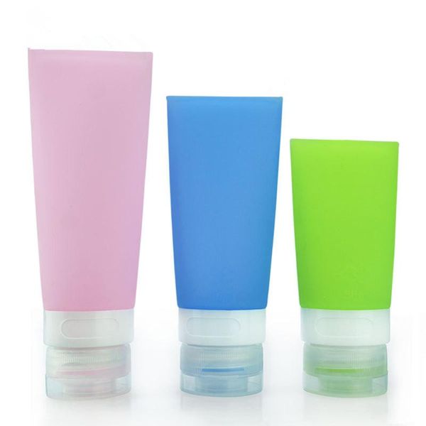 

1pc travel refillable bottles container shampoo silicone lotion gel squeeze bottle 38/60/80ml tube containers random color storage & jars
