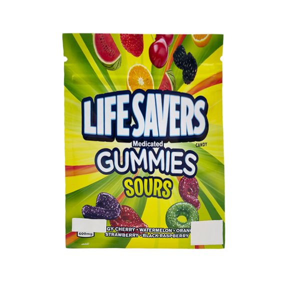 

resealable plastic retail package bag 600mg life savers gummies collisions wild berries strawberry white grape cherry berry medicated candy