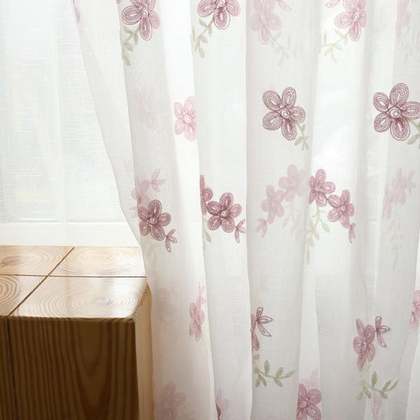 

curtain & drapes small fresh and wild pure color embroidered gauze curtain, bedroom living room cotton screen
