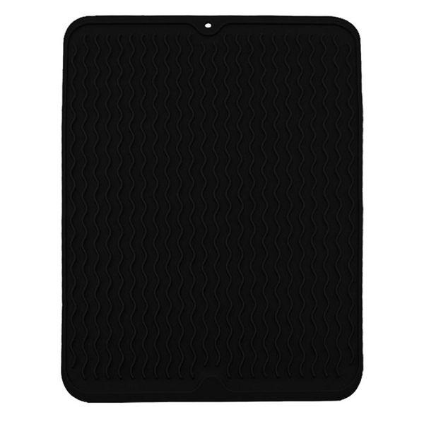 

mats & pads rollable non slip home universal dish drying mat wavy corrugation texture kitchen counter soft silicone with hole heat resistant