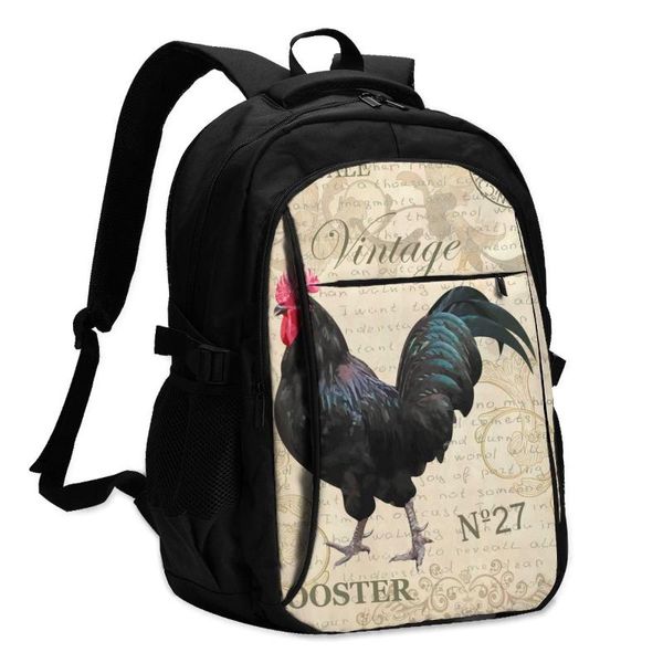 

backpack 2021 women men fashion vintage postcard with rooster travel school recreation bag business laptop