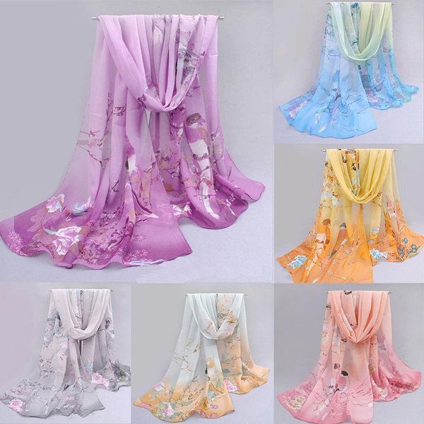 

scarves fashion chiffon women ladies scarf neck shawl wrap warm gift, Blue;gray