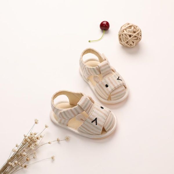 

summer cotton cute natural simple girl boy baby sandals soft bottom anti-slip learning shoes ordinary beige 13-15 yards first walkers