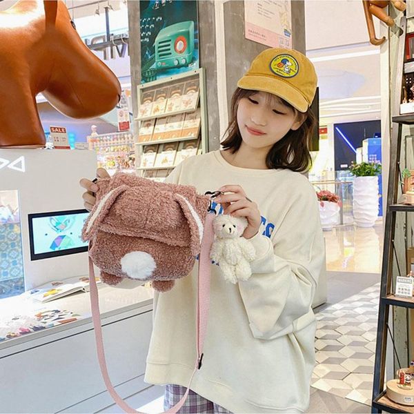 

evening bags luxury ladies plush shoulder with pendant 2021 winter fashion crossbody cute girl's handbags messneger bag