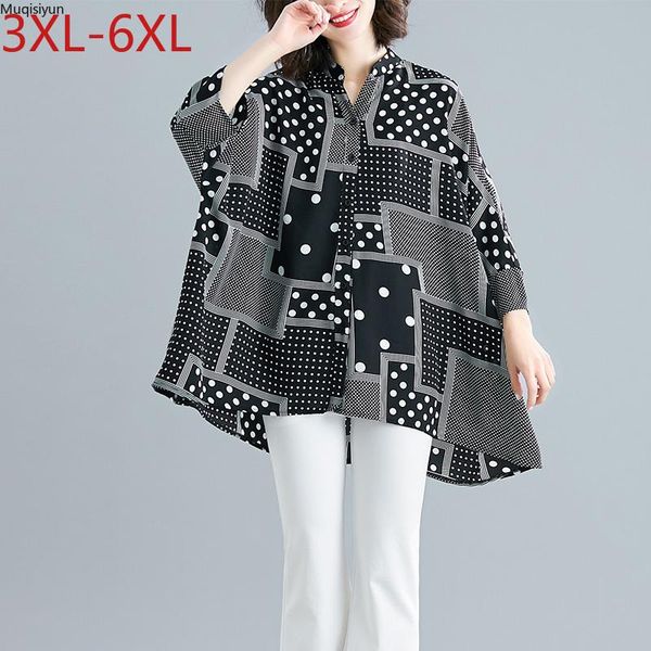 

plus size women blouse shirt lady tunic chiffon autumn polka dot big loose batwing female clothes 5xl 6xl s3257 women's blouses & shir, White