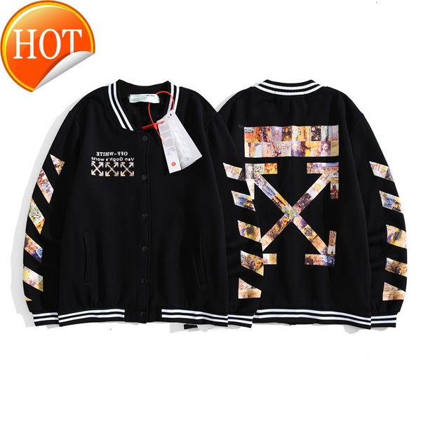 

21ss autumn and winter off tide br white sketch line arrstyle baseball uniform men women lovers style cardigan jacket, Black